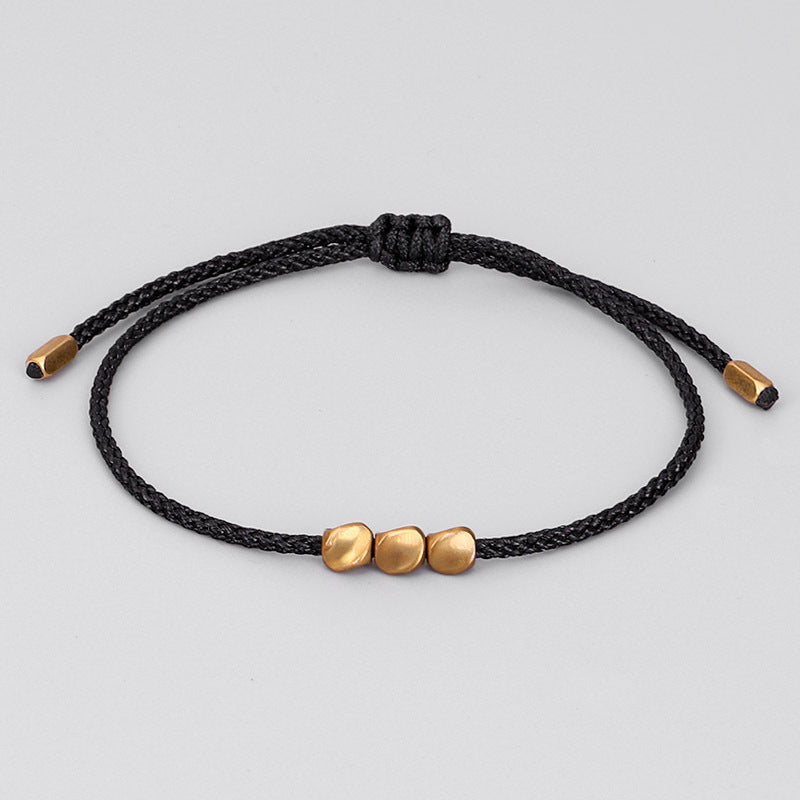 Woven Rope Bracelet with Copper Beads