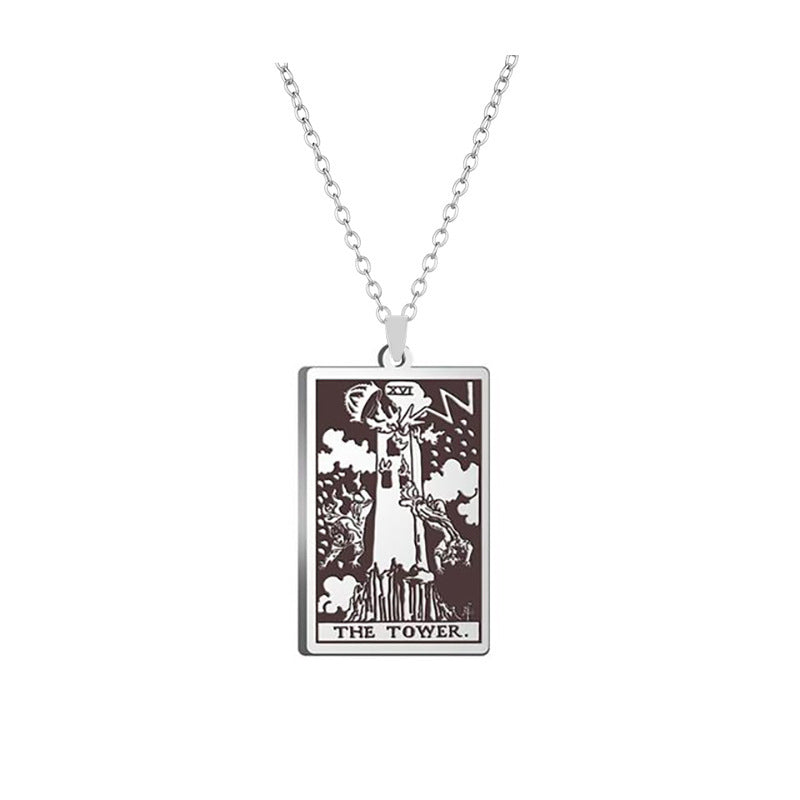 Silver Tarot Card Necklace