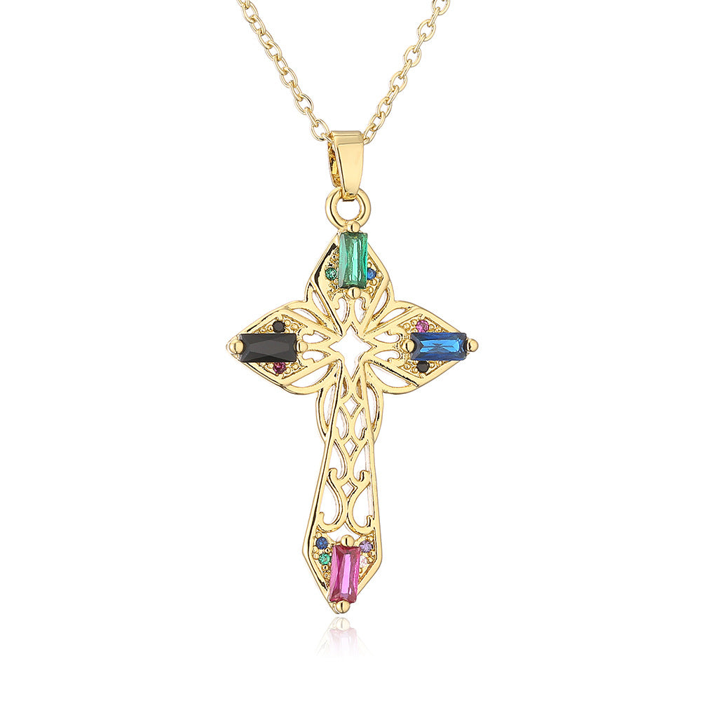 Zirconium Cross - 18K Gold Plated