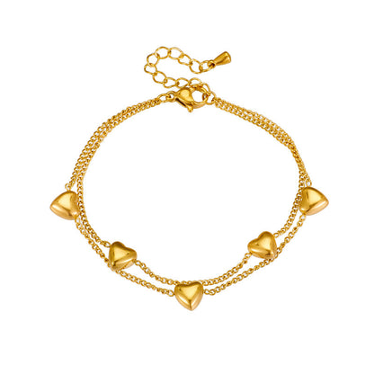 Gold Heart Charm Bracelet