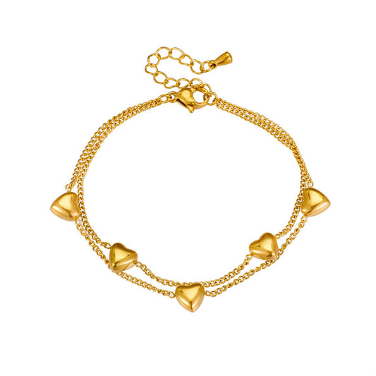 Gold Heart Charm Bracelet