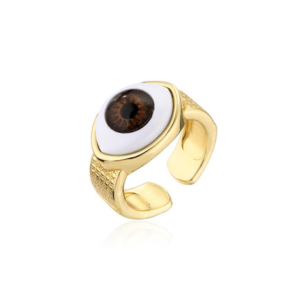 18K Gold Plated Thick Band Evil Eye Ring