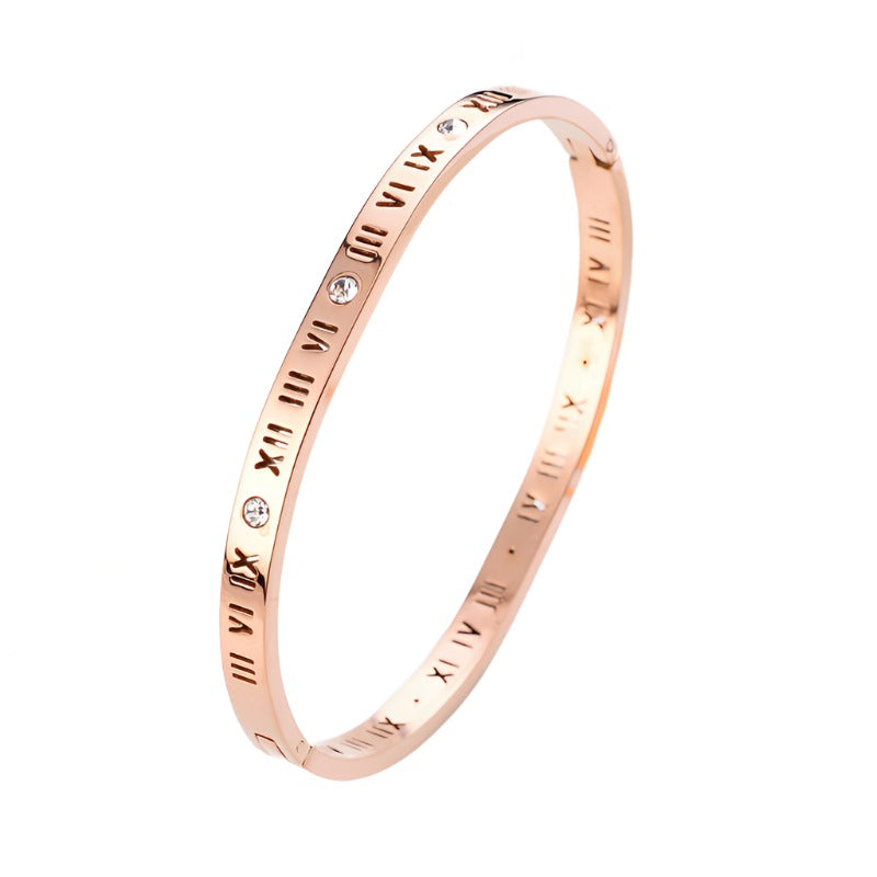 Roman Numeral Gold Bangle