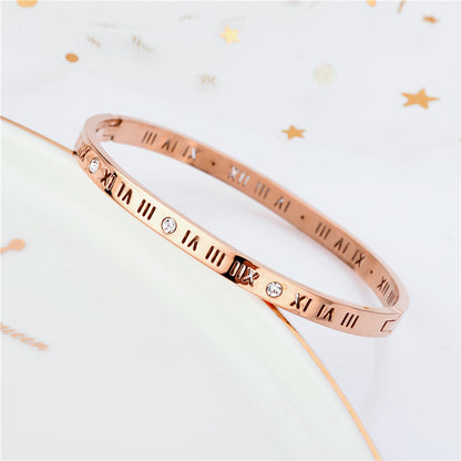 Roman Numeral Gold Bangle