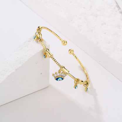 Gold Look Evil Eye Charm Bracelet