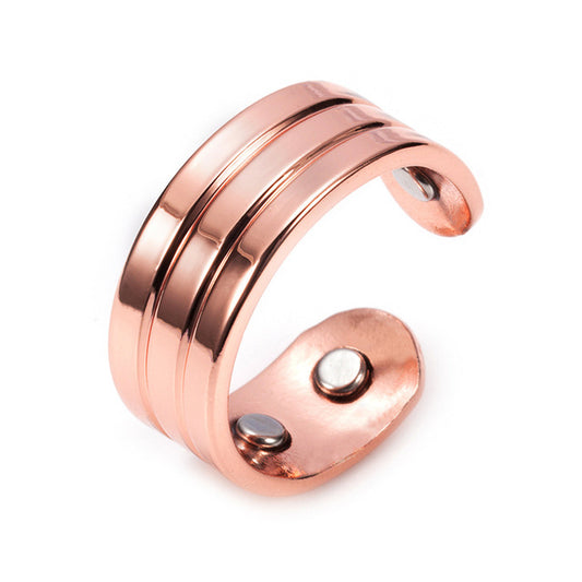 Ribbed Design Magnetic Copper Ring