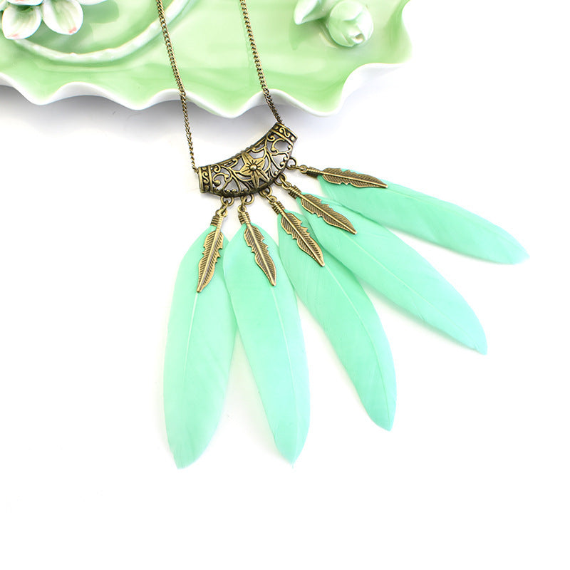 Classic Faux Feather Necklace Collection