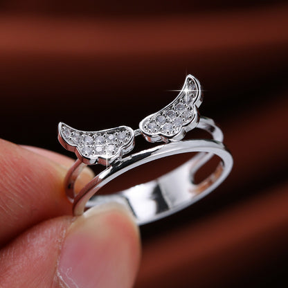 Glittering Angel Wing Ring