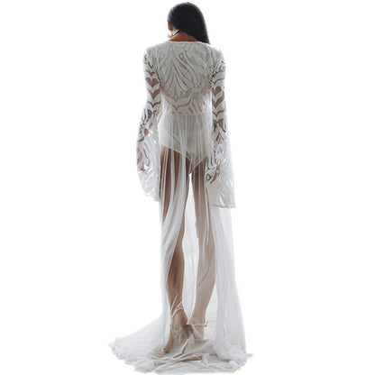 Sheer White Beach Dress Cover-up/Kimono