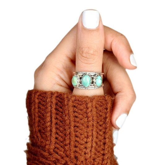 Chunky Silver Ring with Turquoise Stones