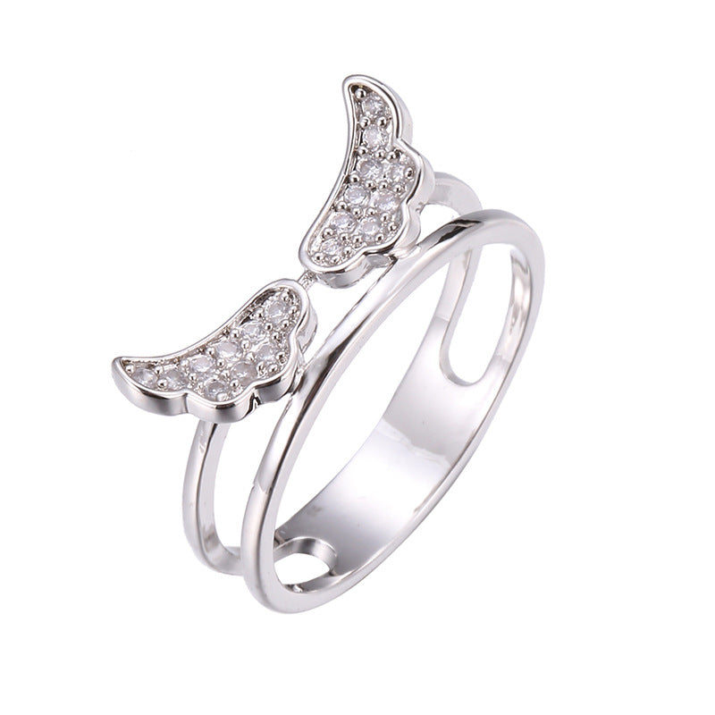 Glittering Angel Wing Ring