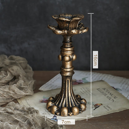 Distressed Gold Resin Candlestick/Tabletop Candle Holders