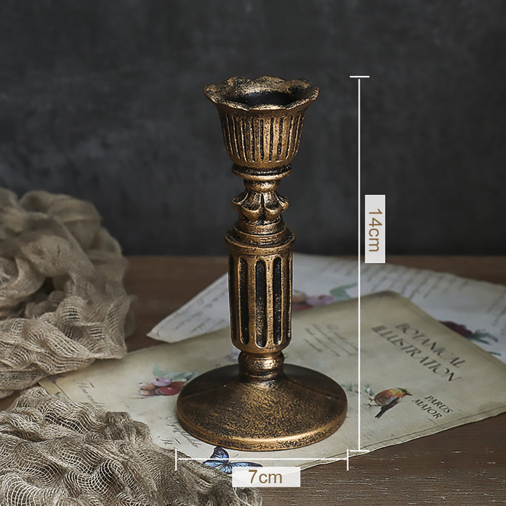 Distressed Gold Resin Candlestick/Tabletop Candle Holders