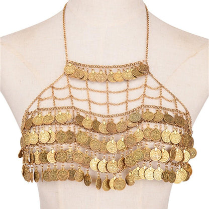 Body Chain with Coins Bralette