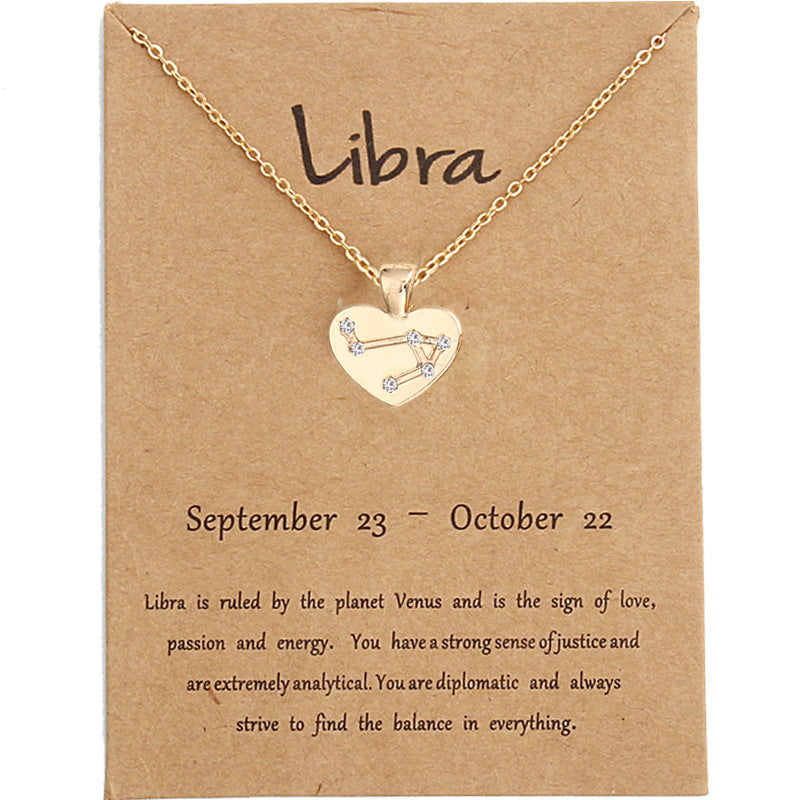 Zodiac Necklace Love Diamond Pendant