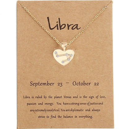 Zodiac Necklace Love Diamond Pendant