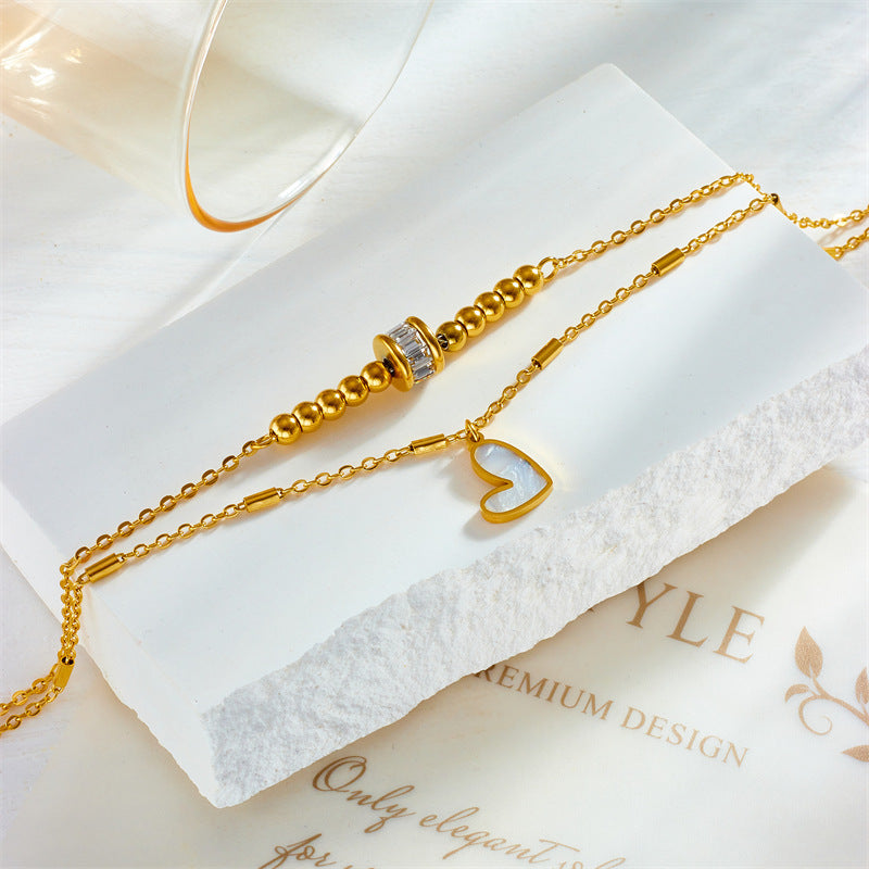 Gold Heart Charm Anklet