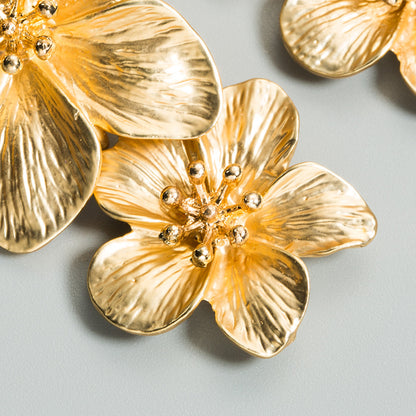 Golden Flower Drop Earrings