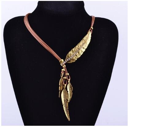 Feather Charm Roped Necklace