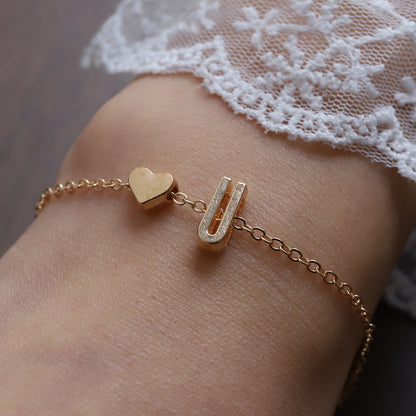 Heart & Initial Charm Bracelet