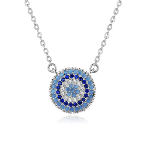 Sterling Silver/Gold Style Evil Eye Necklace