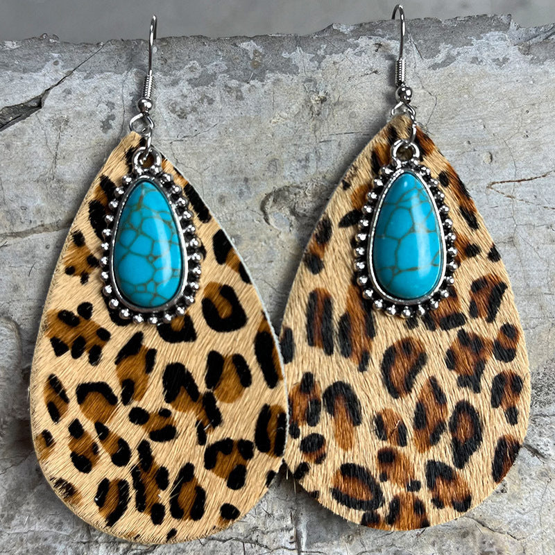 Turquoise Animal Print Earrings