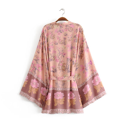 Floral Print Belted Kimono/Robe