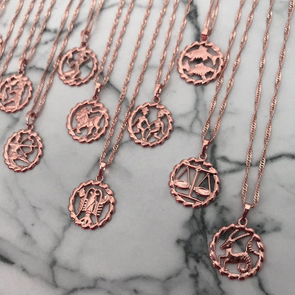 Rose Gold Zodiac Medallion Necklace