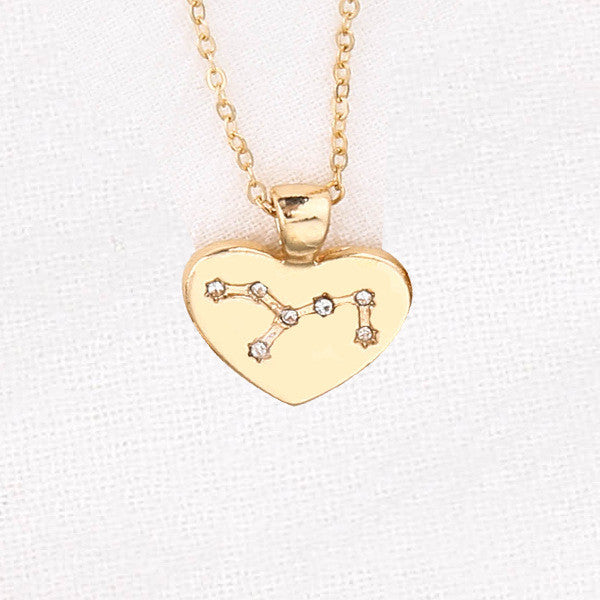 Zodiac Necklace Love Diamond Pendant