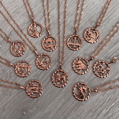 Rose Gold Zodiac Medallion Necklace