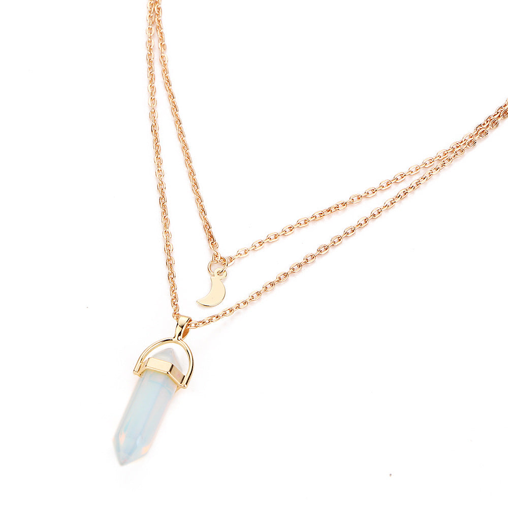 Crystal Wand Necklace Gold Collection - Crystal Column