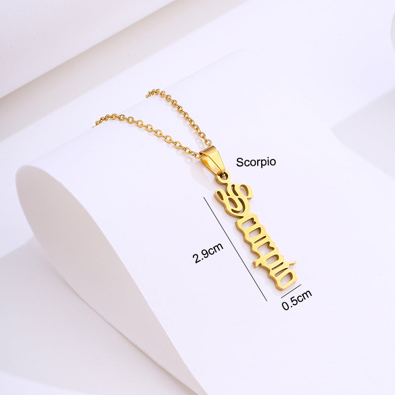 Zodiac Script Necklace