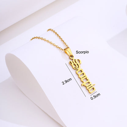 Zodiac Script Necklace