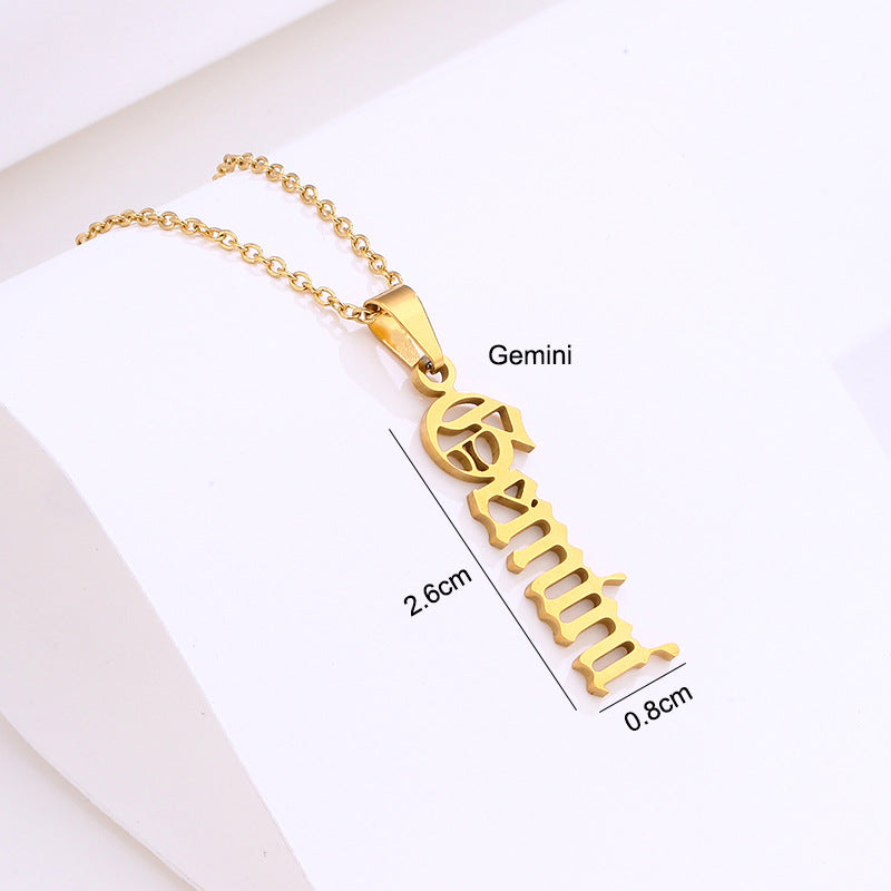 Zodiac Script Necklace