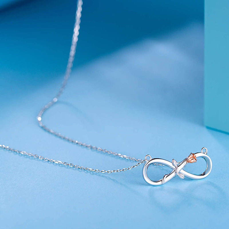 925 Silver Infinity Rose Necklace