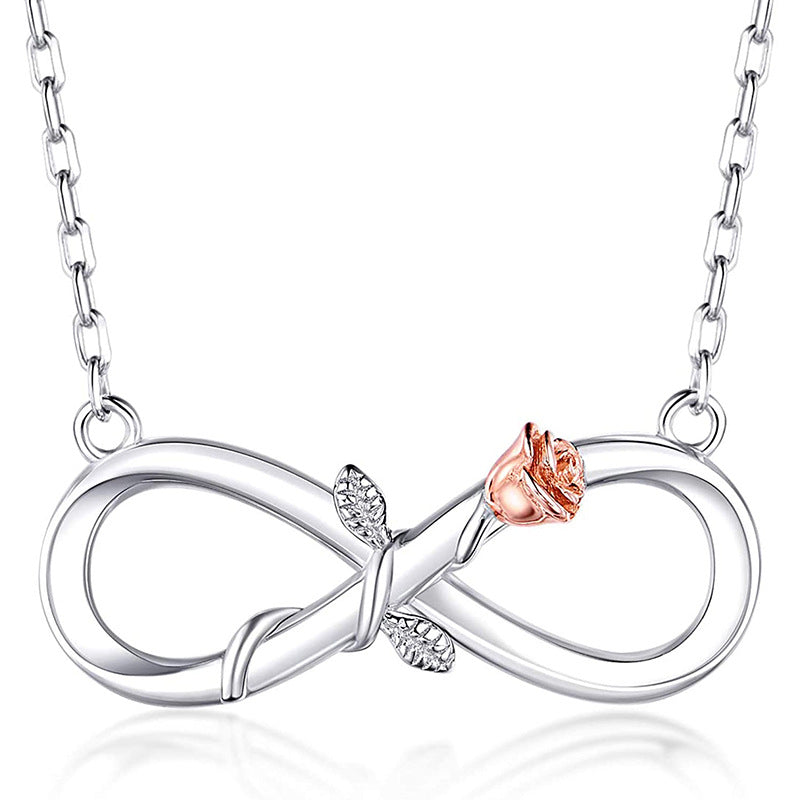 925 Silver Infinity Rose Necklace