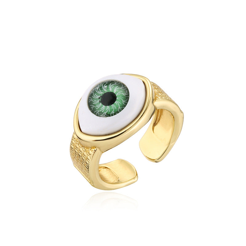 18K Gold Plated Thick Band Evil Eye Ring