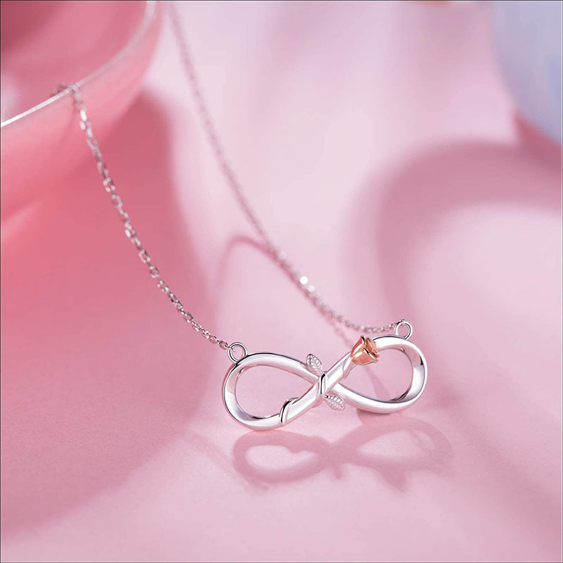 925 Silver Infinity Rose Necklace