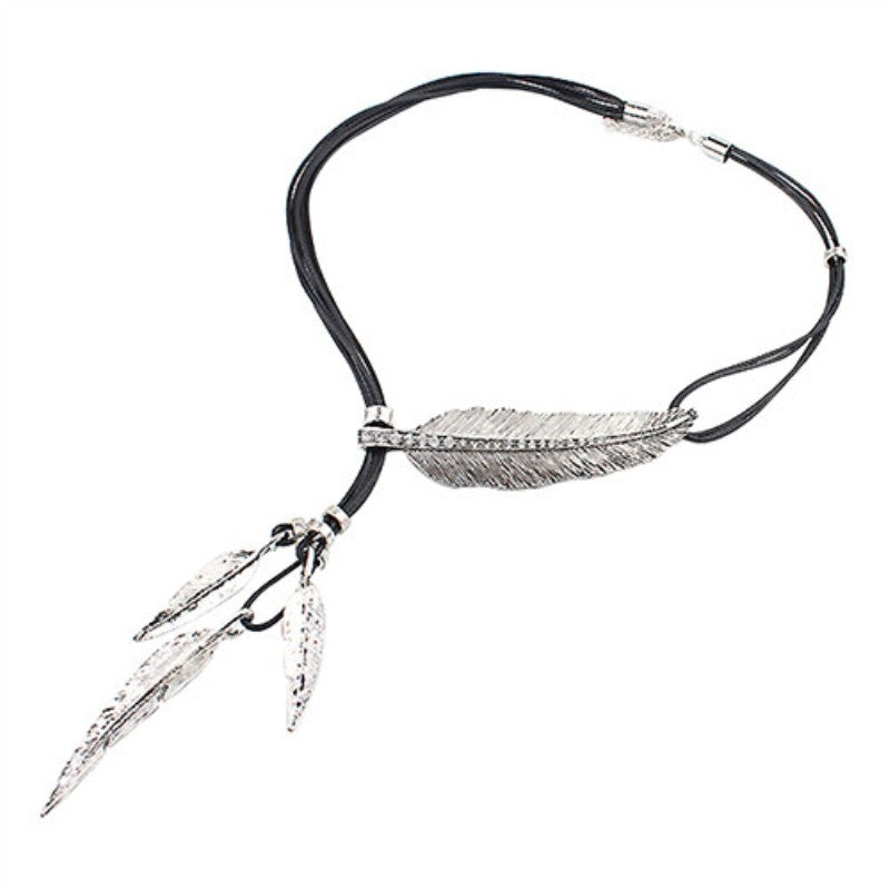 Feather Charm Roped Necklace