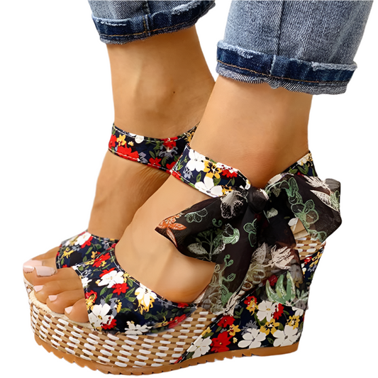 Boho Chic Ribbon Wedge Heels