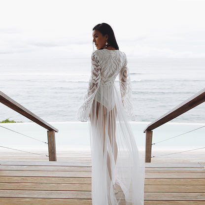 Sheer White Beach Dress Cover-up/Kimono