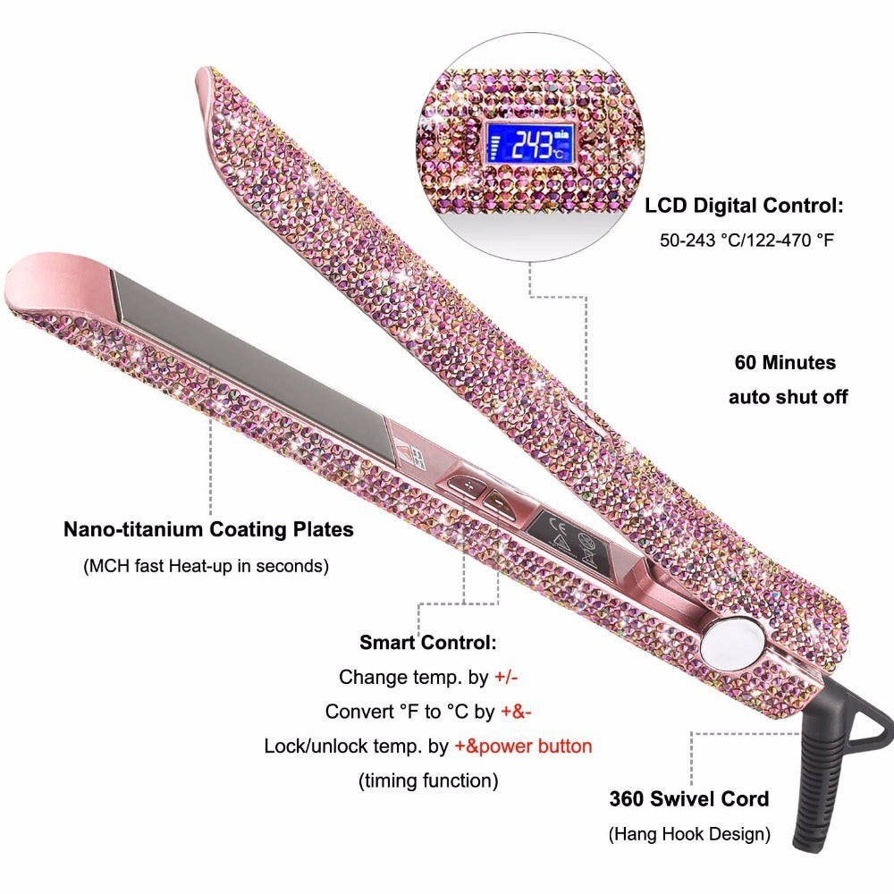 Pink Diamond Rhinestone Hair Straightener