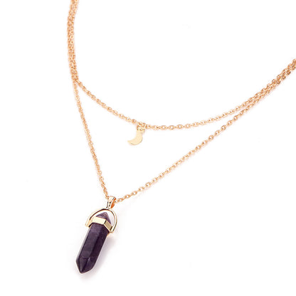 Crystal Wand Necklace Gold Collection - Crystal Column