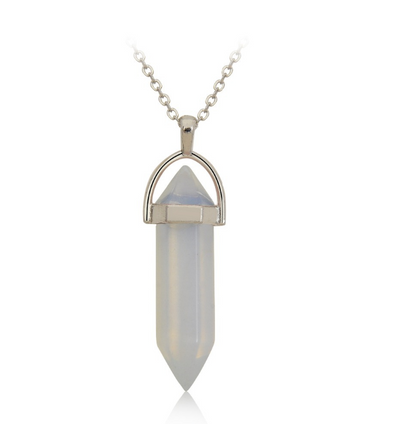 Crystal Wand Necklace Silver Collection - Crystal Column