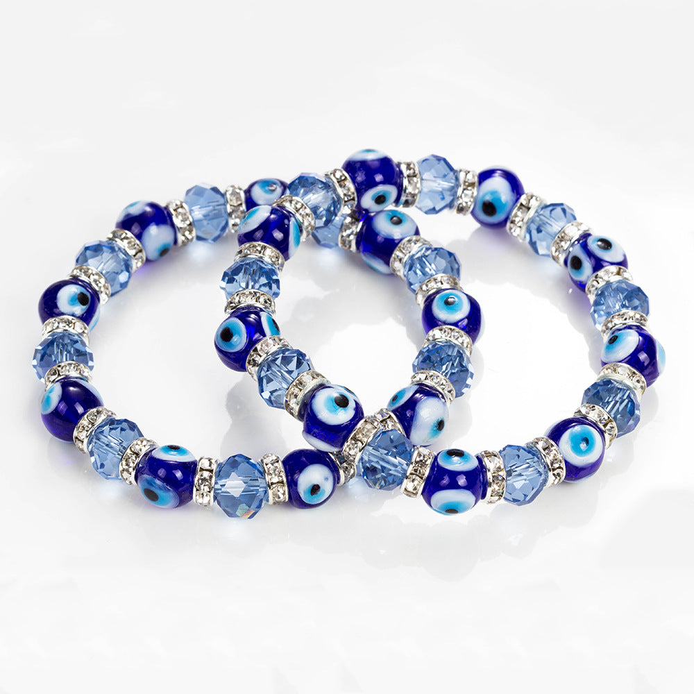 Evil Eye Glass Bead Bracelet