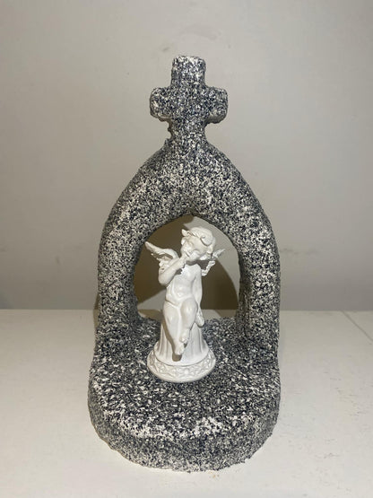 Handmade Church Altar Tea Light Holder with Angel Figure/Tabletop Candle Holders