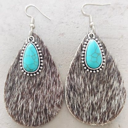 Turquoise Animal Print Earrings