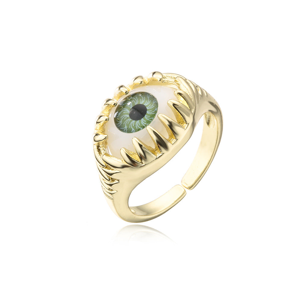 18K Gold Plated Thick Band Evil Eye Ring