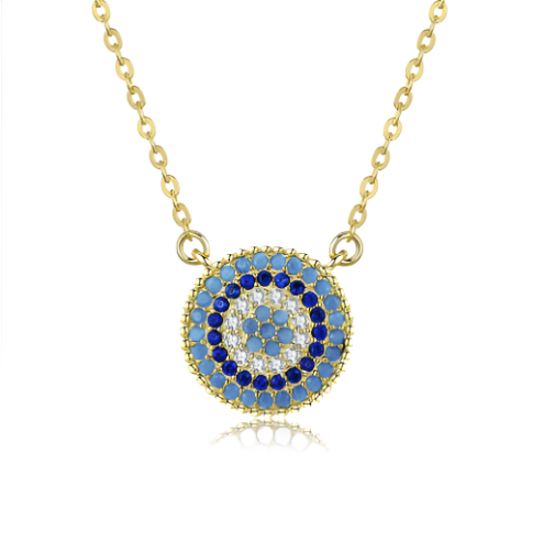 Sterling Silver/Gold Style Evil Eye Necklace