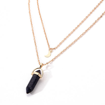 Crystal Wand Necklace Gold Collection - Crystal Column